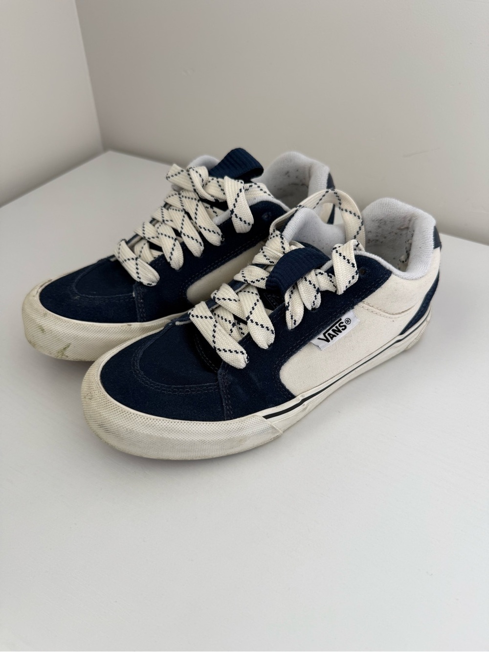 Kids Navy and White Van Sneakers